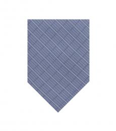 DKNY Blue Open Block Grid Slim Tie