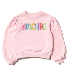 Little Girls Pink Multicolor Logo Sweatshirt