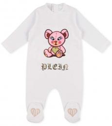 Philipp Plein Baby Girls White Printed Front Romper