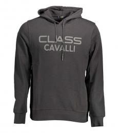 Cavalli Class Black Logo Print Long Sleeves Hoodie