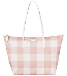 Ralph Lauren Mellow Pink Gingham Chadwick Large Tote