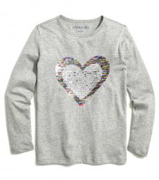 J.Crew Little Girls Heather Grey Sequin Heart T-Shirt