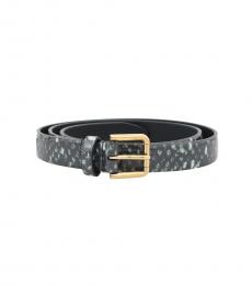 Dolce & Gabbana Black & White Pattern Gold Buckle Belt