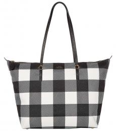 Ralph Lauren Black Gingham Chadwick Large Tote