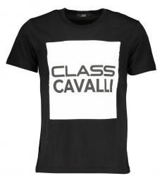 Cavalli Class Black Logo Print Crewneck T-Shirt