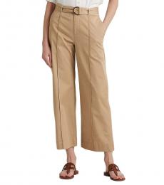Ralph Lauren Tan Belted Wide-Leg Pants