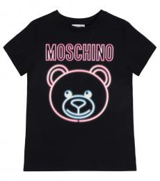 Moschino Little Girls Black Teddy Logo T-Shirt