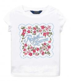 Ralph Lauren Little Girls White Graphic T-Shirt