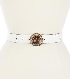 Michael Kors White Tortoise Logo Buckle Belt