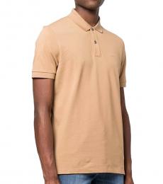 Hugo Boss Beige Embroidered-Logo Polo