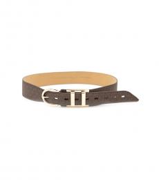 Michael Kors Brown Double-Keeper Logo Belt