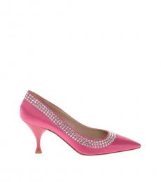 Pink Satin Jewel Heels