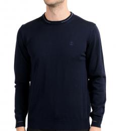 Navy Blue Wool Crewneck Sweater