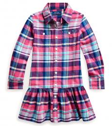 Ralph Lauren Little Girls Red/Blue Plaid Twill Shirtdress
