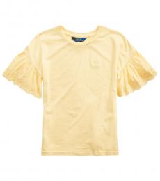 Ralph Lauren Girls Empire Yellow Eyelet Top