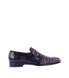 Dolce & Gabbana Black Grey Pleated Loafers