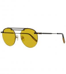 Ermenegildo Zegna Matte Black-Amber Rimless Sunglasses