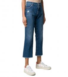 Emporio Armani Dark Blue Distressed Cropped Jeans