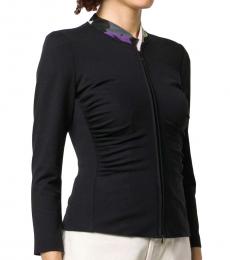 Emporio Armani Black Ruched Stretch Fit Jacket