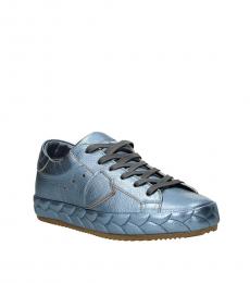 Blue Metallic Low Top Sneakers