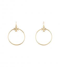 Gold Stacked T Logo Hoop Gold Earrings