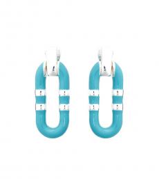 Turquoise Enamel Oval Doorknocker Earrings