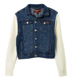 7 For All Mankind Girls Pererenial Knit Sleeve Denim Jacket