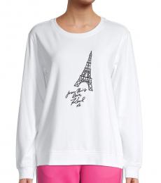 Karl Lagerfeld White Black Eiffel Tower Graphic Sweatshirt