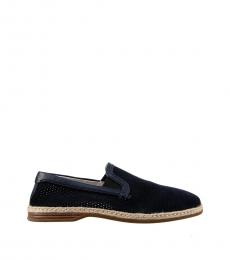 Navy Blue Suede Loafers
