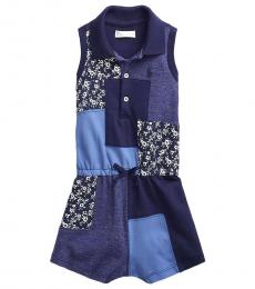 Ralph Lauren Baby Girls Navy Multi Patchwork Romper
