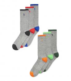 Ralph Lauren Grey Athletic Celebrity Crew Socks 6-Pack