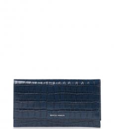 Rebecca Minkoff Navy Blue Croc Embossed Wallet