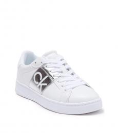 Silver White Logo Sneakers