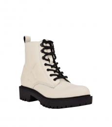 Calvin Klein Cream Kamry Lug Sole Combat Boots