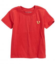 True Religion Little Boys Bright Red Gold Buddha Logo T-Shirt