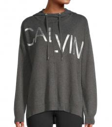 Calvin Klein Dark Grey Logo High-Low Hoodie