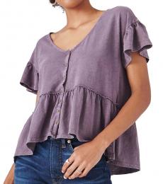 Lucky Brand Purple Button-Up Top