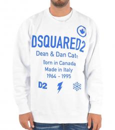 Dsquared2 White Printed Slouch Fit Crewneck Sweatshirt