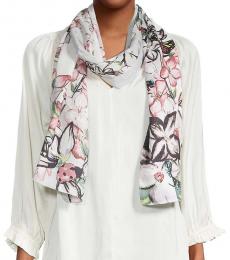 Vince Camuto White Spring Blossom Oblong Scarf