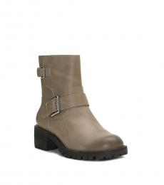 Lucky Brand Taupe Leather Double Buckle Boots