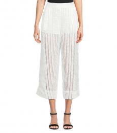 BCBGMaxazria White Stripe Cropped Wide Leg Pant