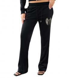 True Religion Black Crystal Velour Pant