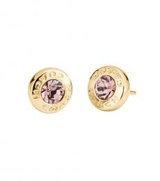 Coach Golden Open Circle Stone Stud Earrings