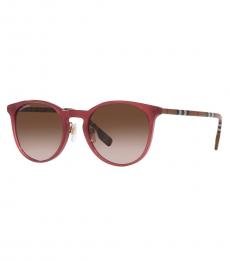 Burberry Red Signature Round Sunglasses