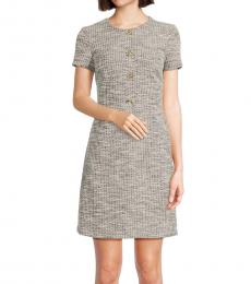 Karl Lagerfeld Grey Roundneck Textured Minidress
