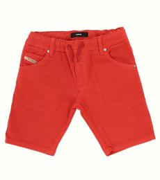 Boys Red Stretch Denim Shorts