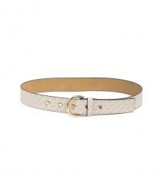 Michael Kors Off-White Signature Round Buckle Belt