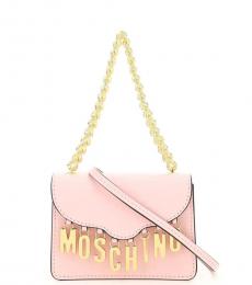 Moschino Pink Lettering Logo Mini Shoulder Bag