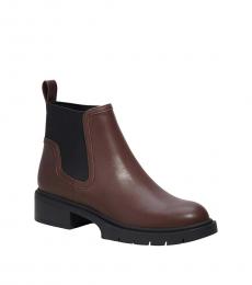 Coach Dark Brown Lenora Slip On Boots