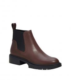 Coach Dark Brown Lenora Slip On Boots